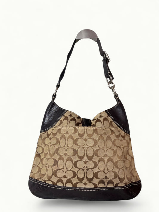Vintage Coach Signature Canvas Shoulder Bag with Leather Trim