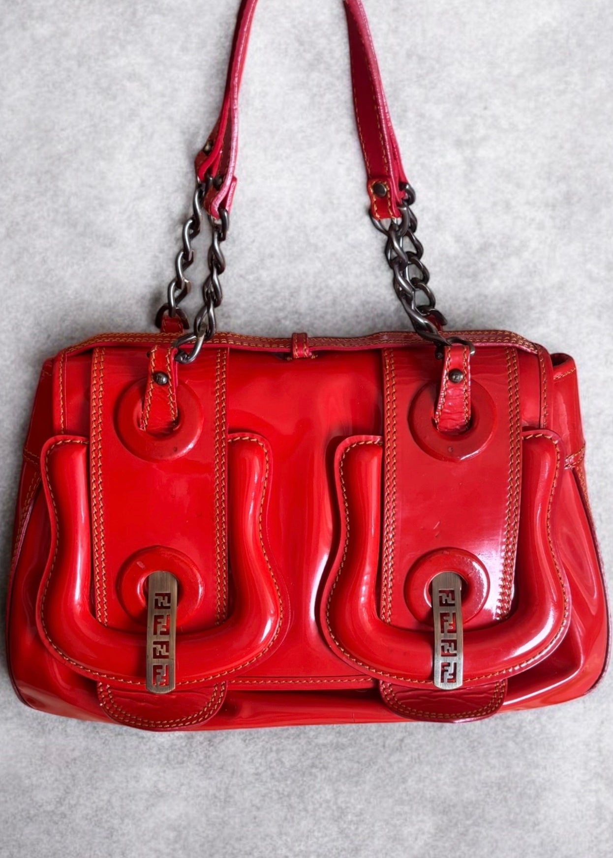 Fendi B Bag Glossy Red Vintage Icon