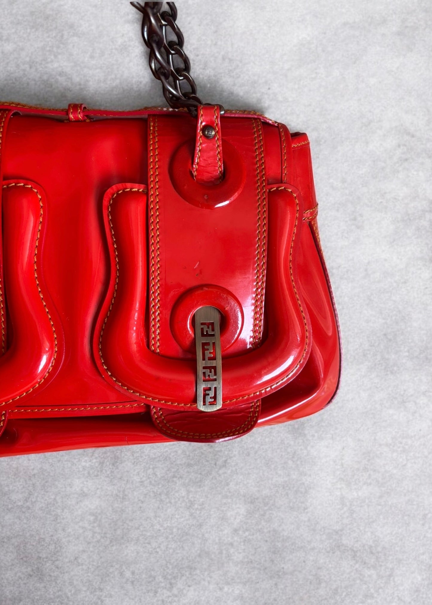 Fendi B Bag Glossy Red Vintage Icon