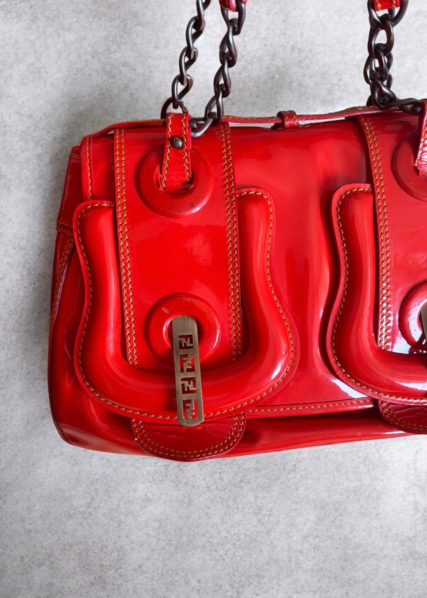 Fendi B Bag Glossy Red Vintage Icon