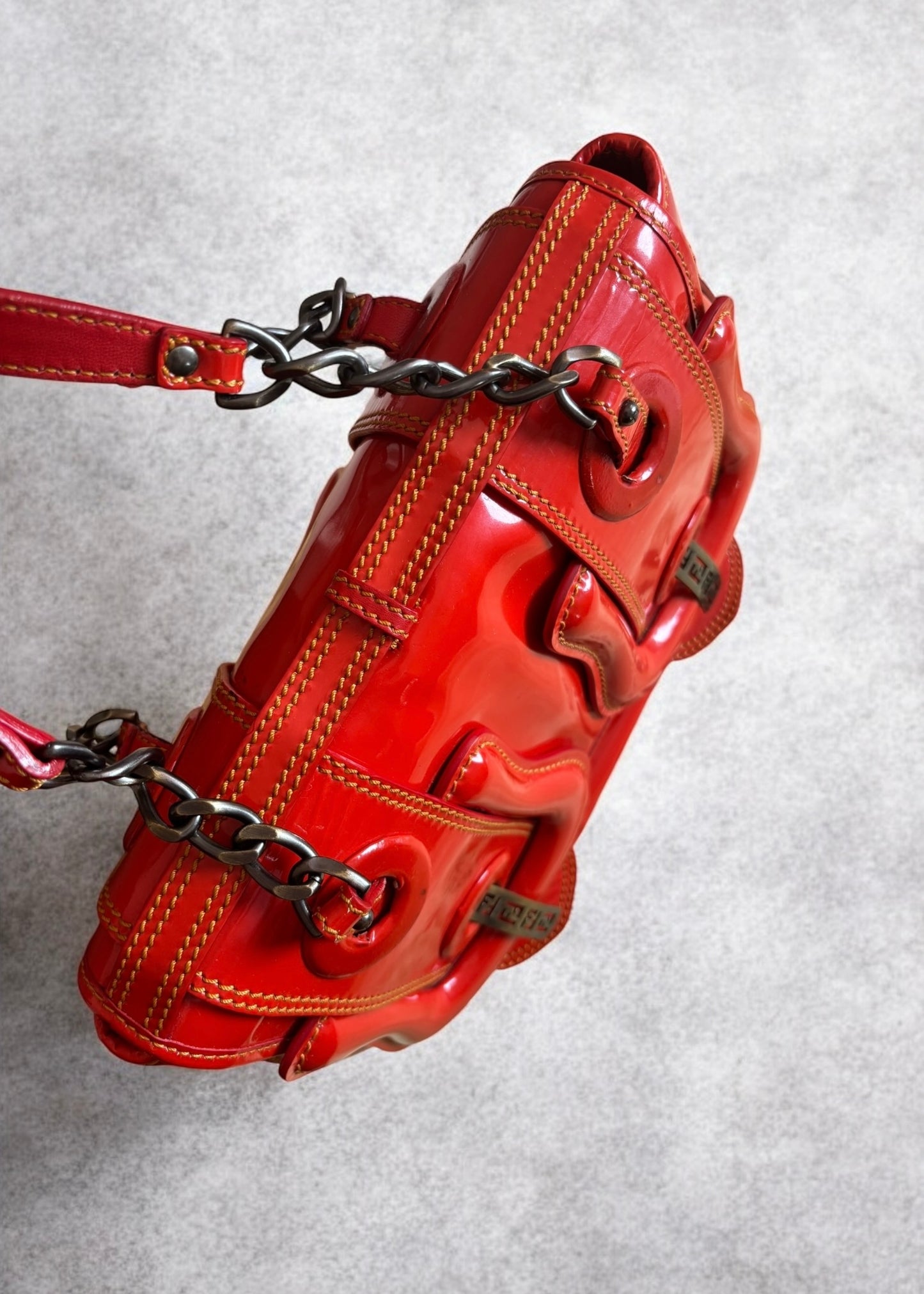 Fendi B Bag Glossy Red Vintage Icon