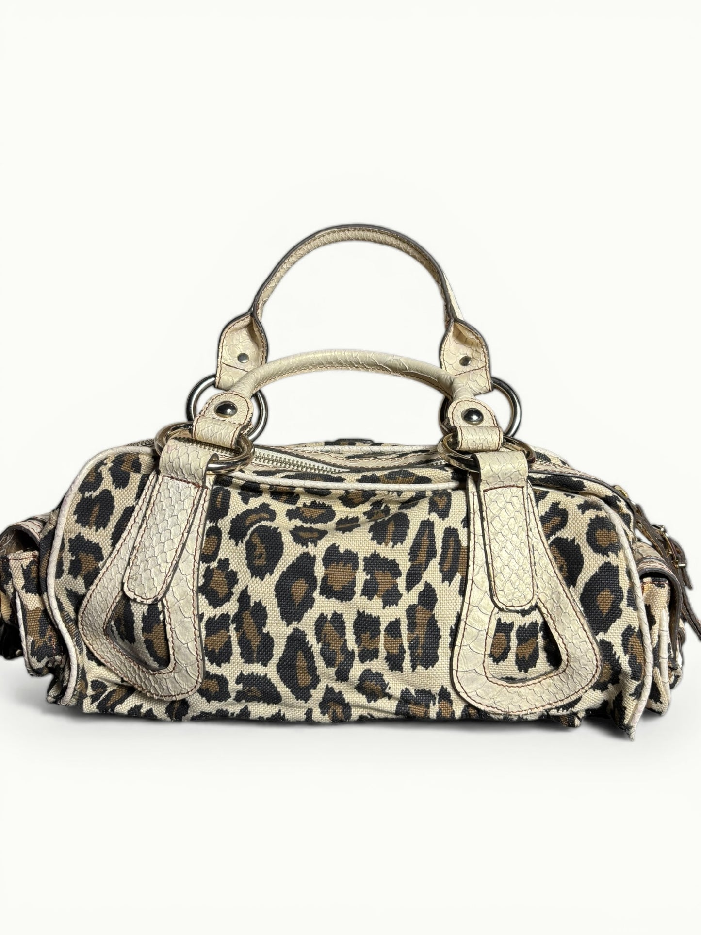 GUESS Leopard Print Y2K Shoulder Bag with Wooden Logo