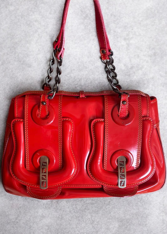 Fendi B Bag Glossy Red Vintage Icon