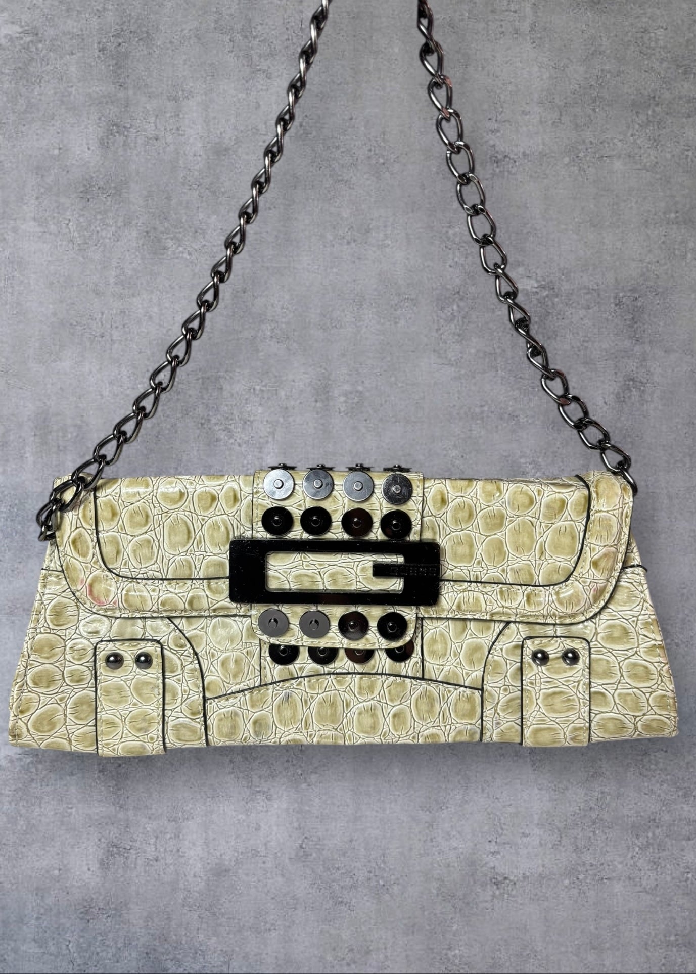Guess Studded Croc-Effect Chain Bag — Vintage Glam