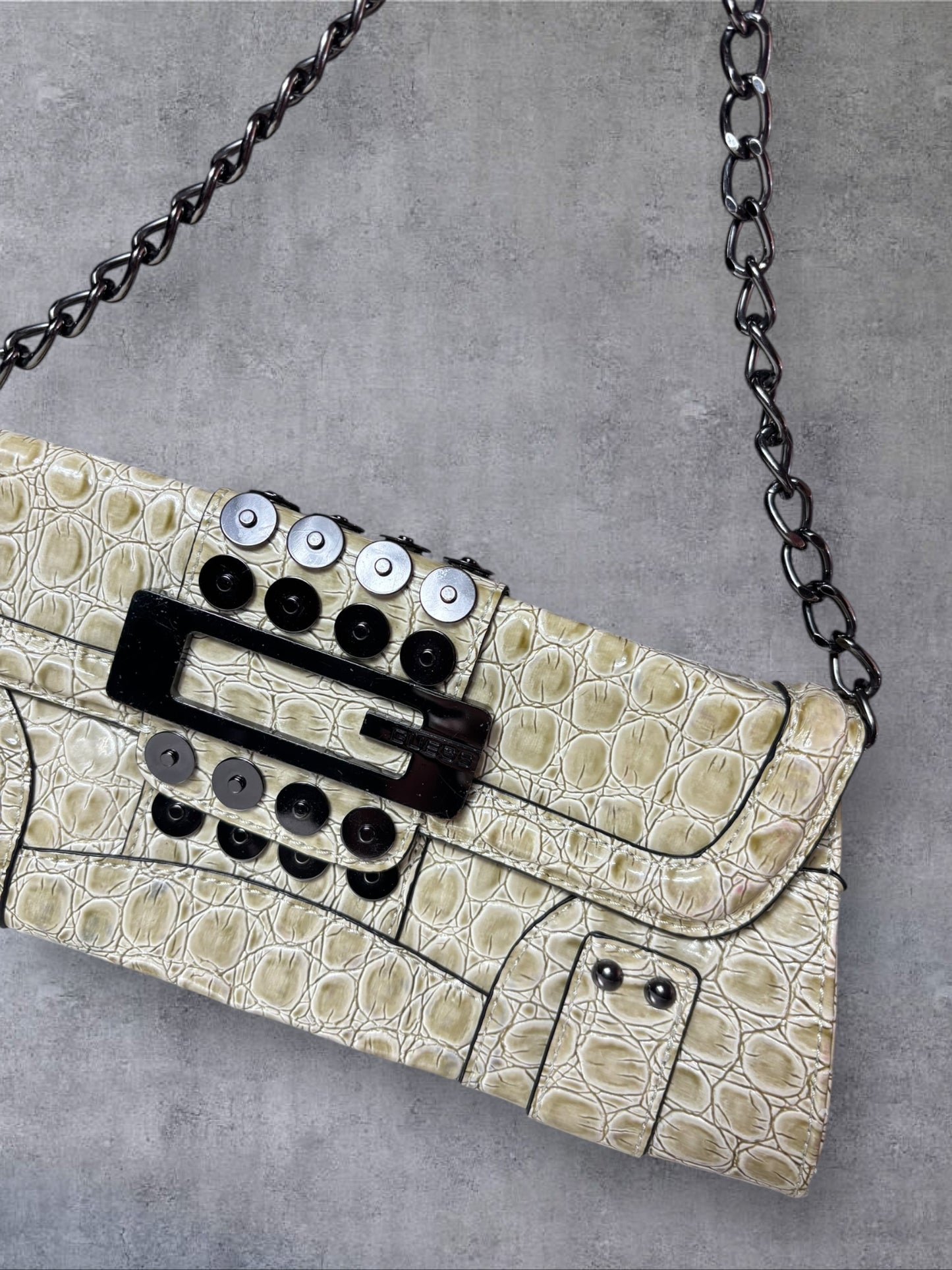 Guess Studded Croc-Effect Chain Bag — Vintage Glam