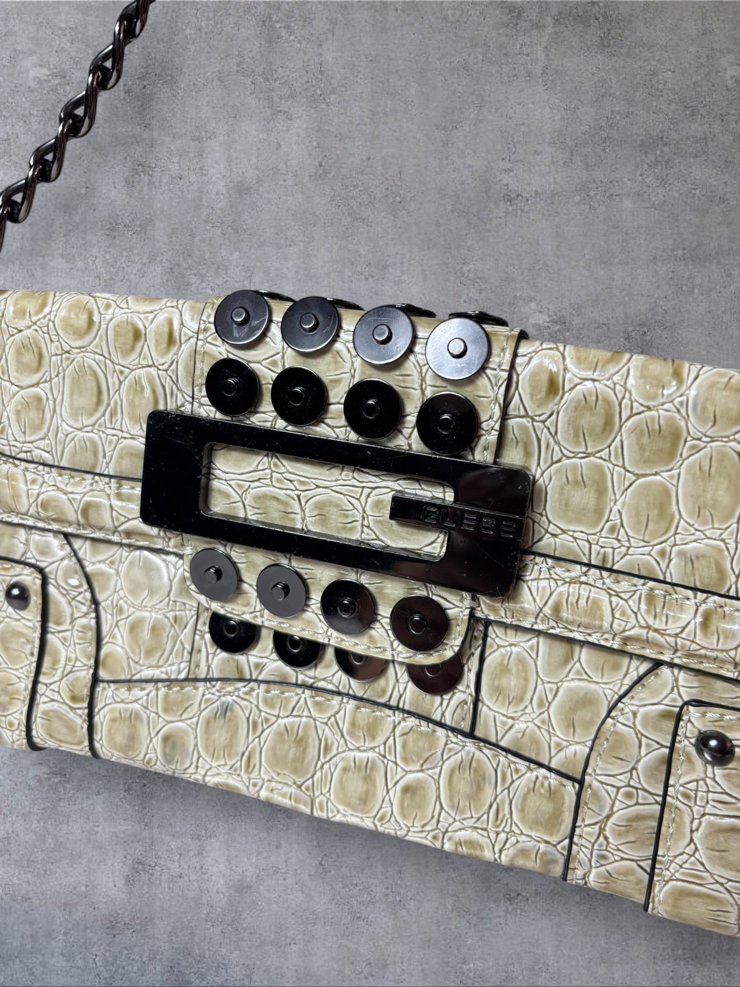Guess Studded Croc-Effect Chain Bag — Vintage Glam