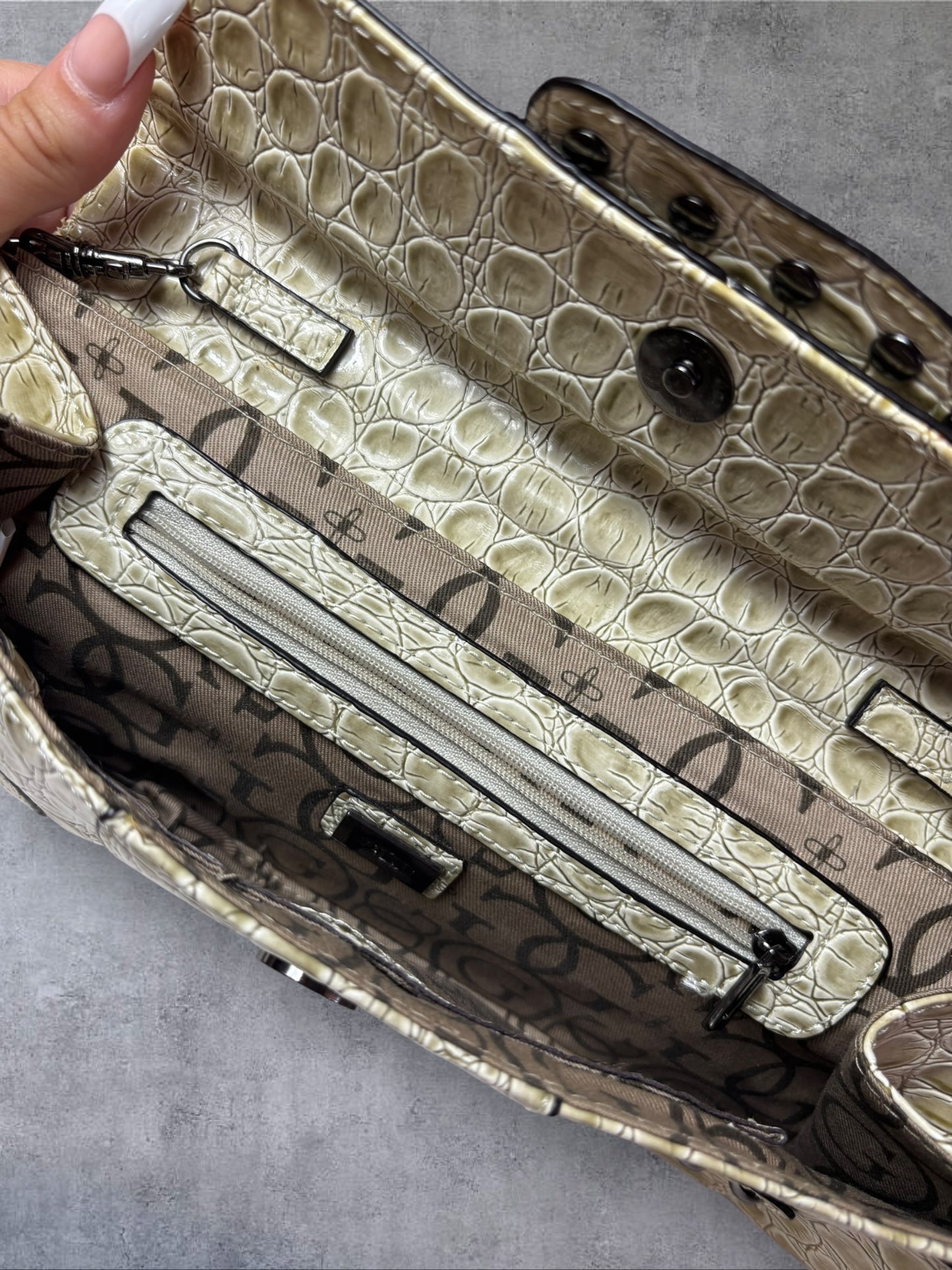 Guess Studded Croc-Effect Chain Bag — Vintage Glam
