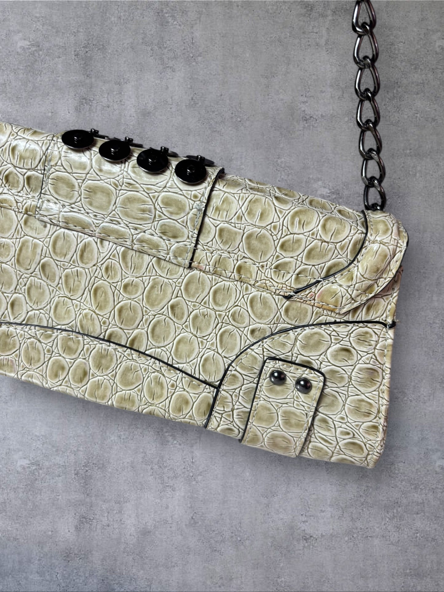 Guess Studded Croc-Effect Chain Bag — Vintage Glam