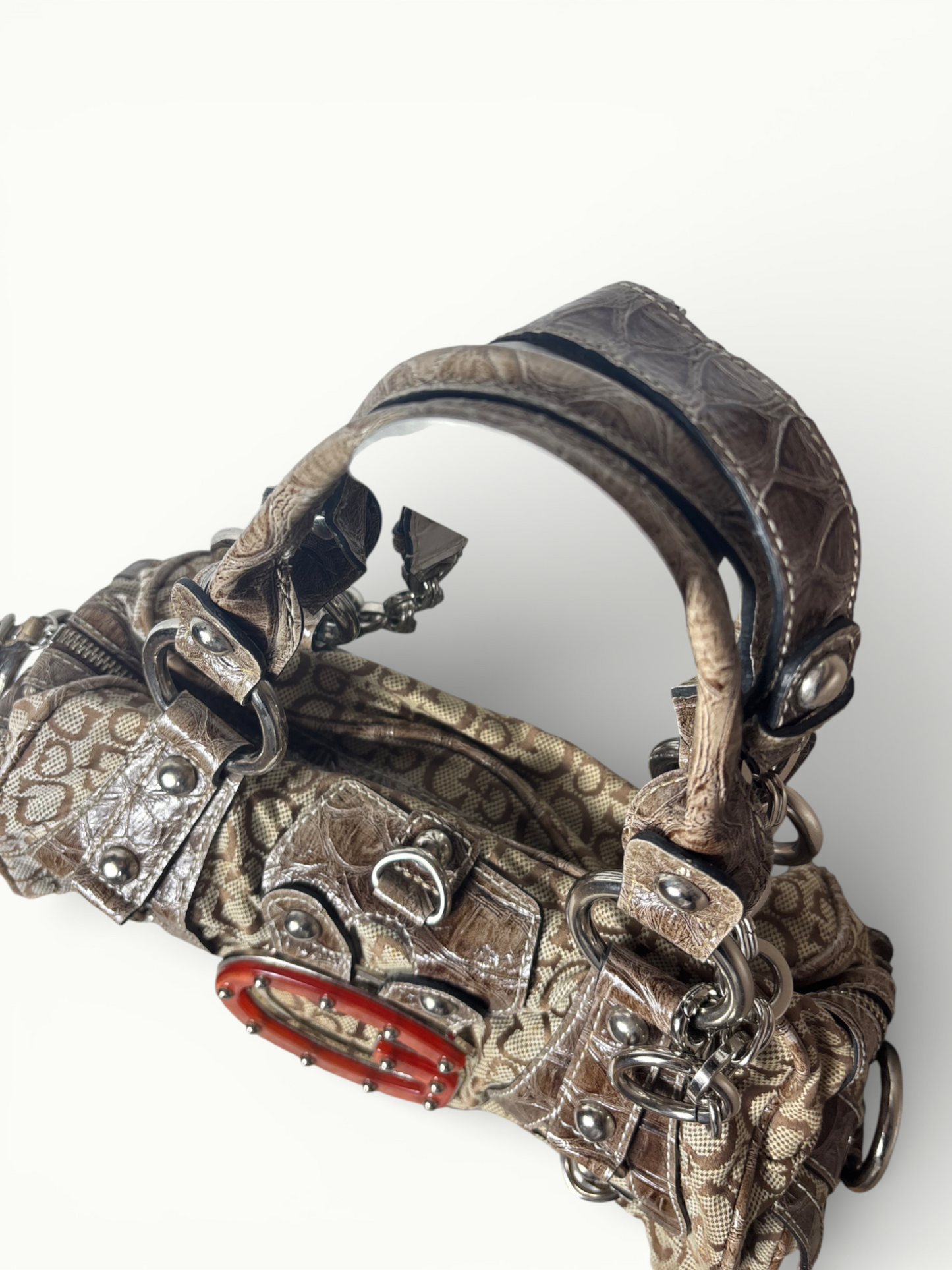 Vintage Guess Monogram Shoulder Bag with Statement G Logo Y2K Iconic Handbag