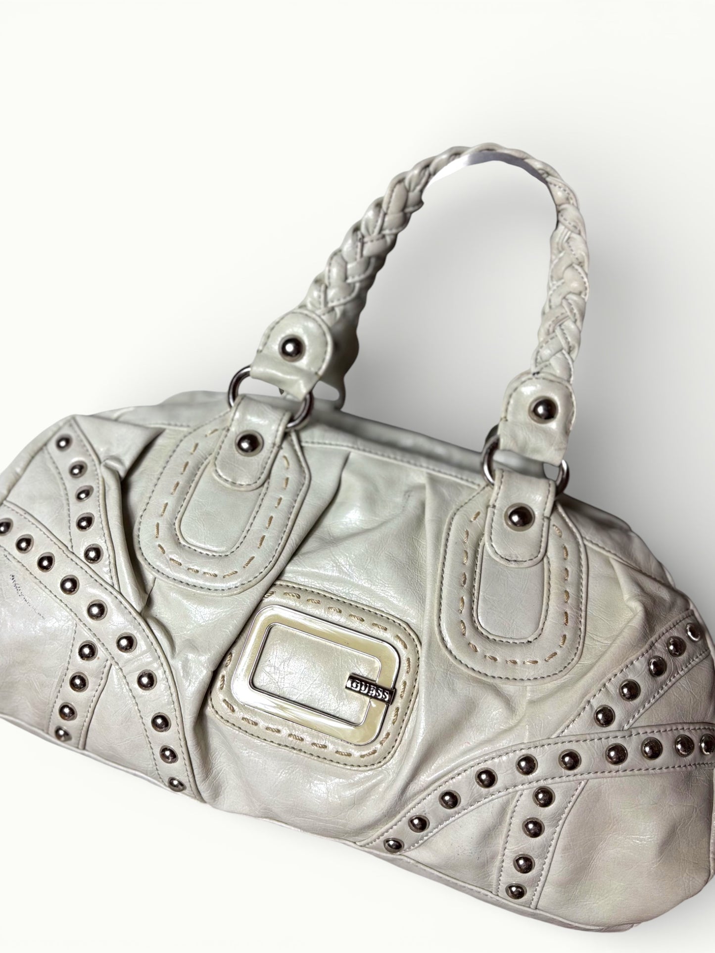 Guess White Studded Shoulder Bag