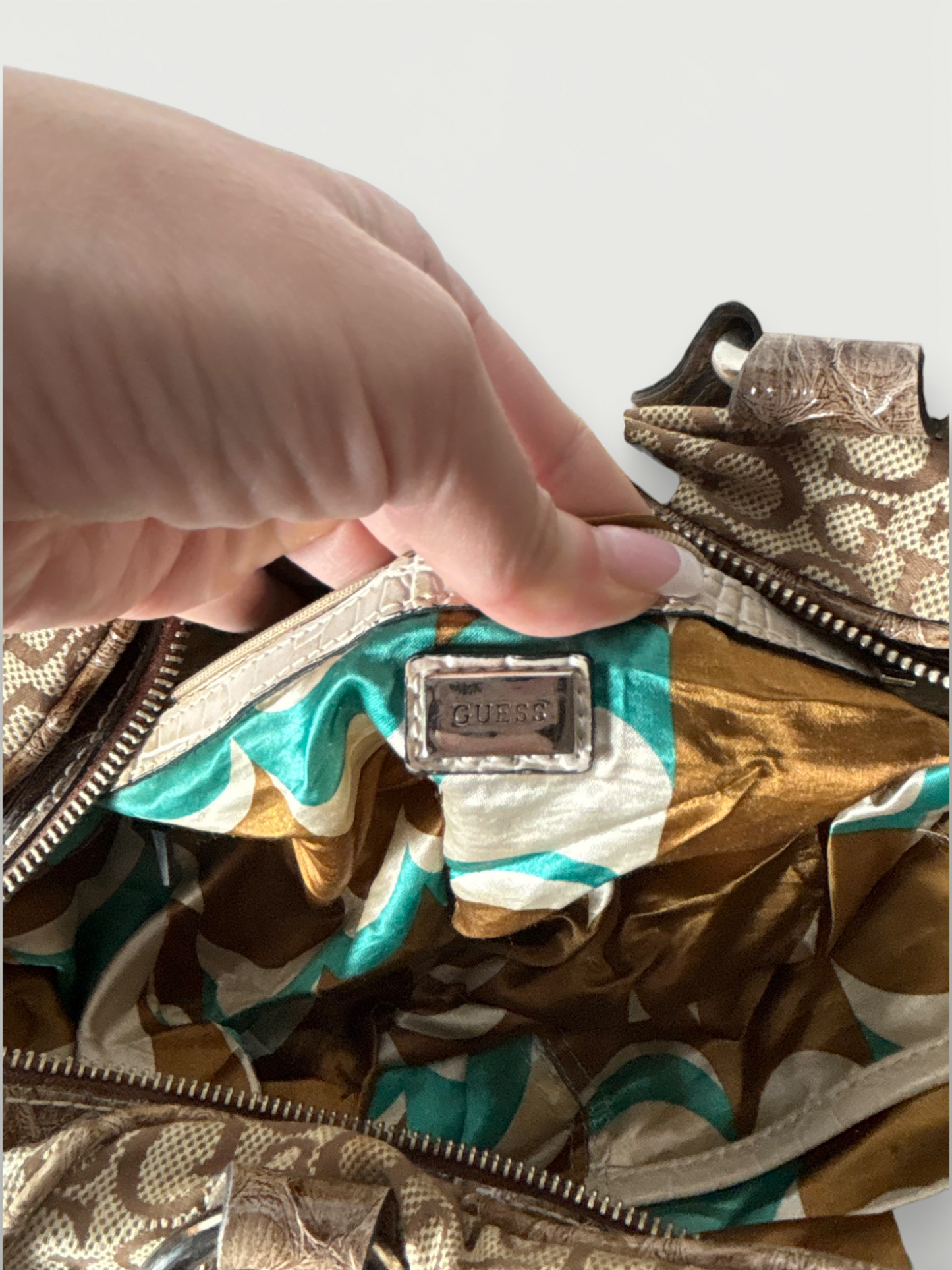 Vintage Guess Monogram Shoulder Bag with Statement G Logo Y2K Iconic Handbag