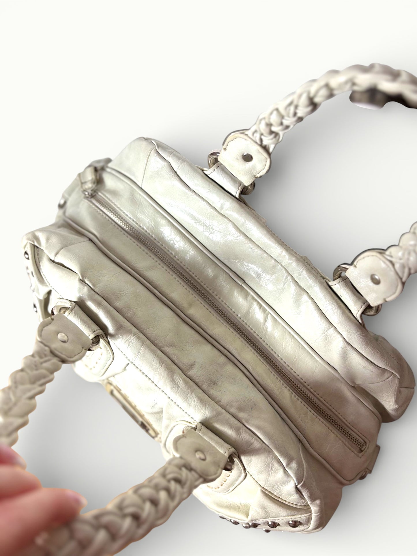 Guess White Studded Shoulder Bag