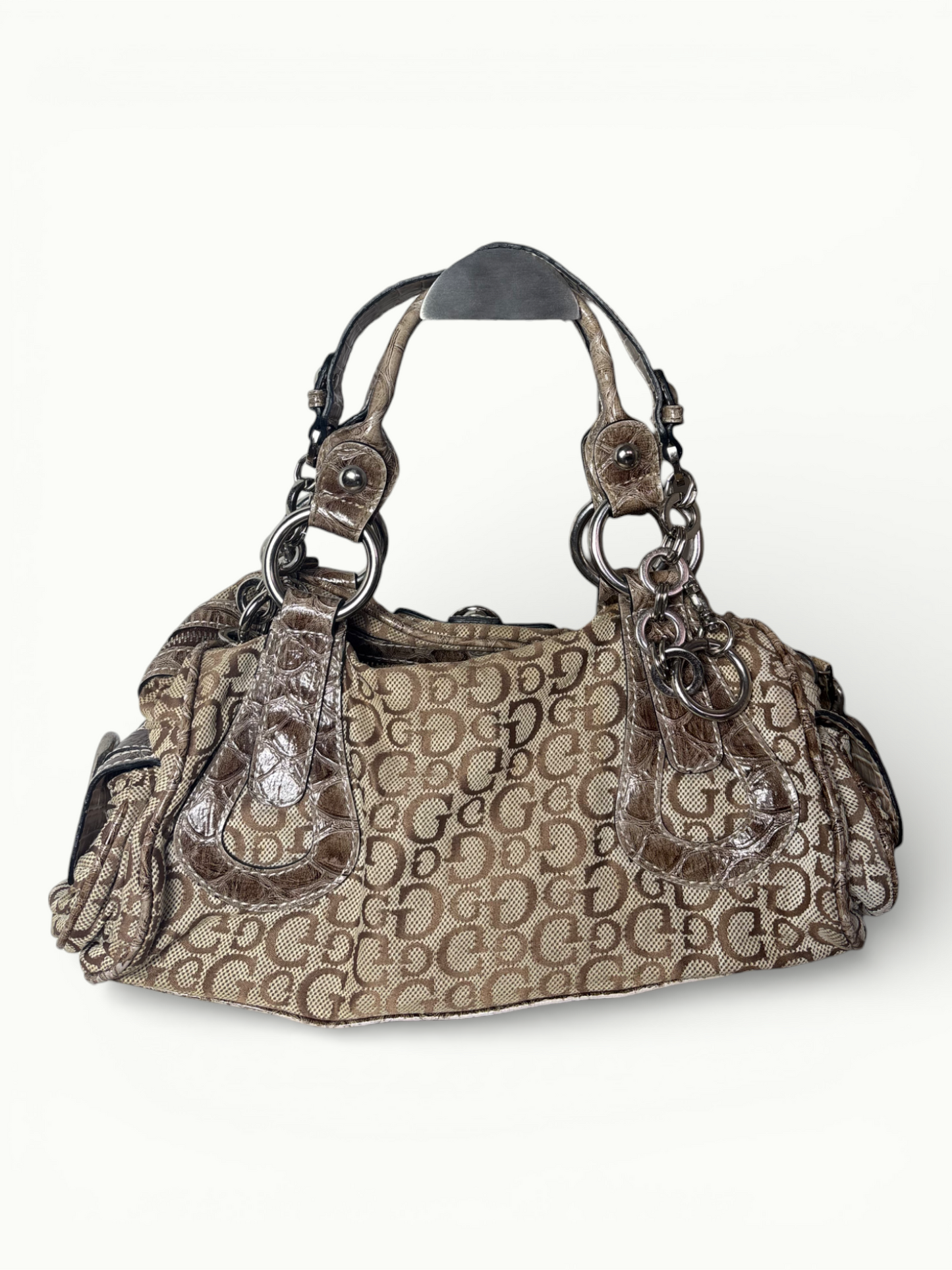 Vintage Guess Monogram Shoulder Bag with Statement G Logo Y2K Iconic Handbag